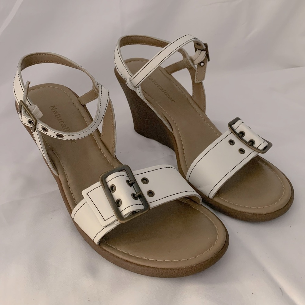 Naturalizer White Strap Wedge Sandal